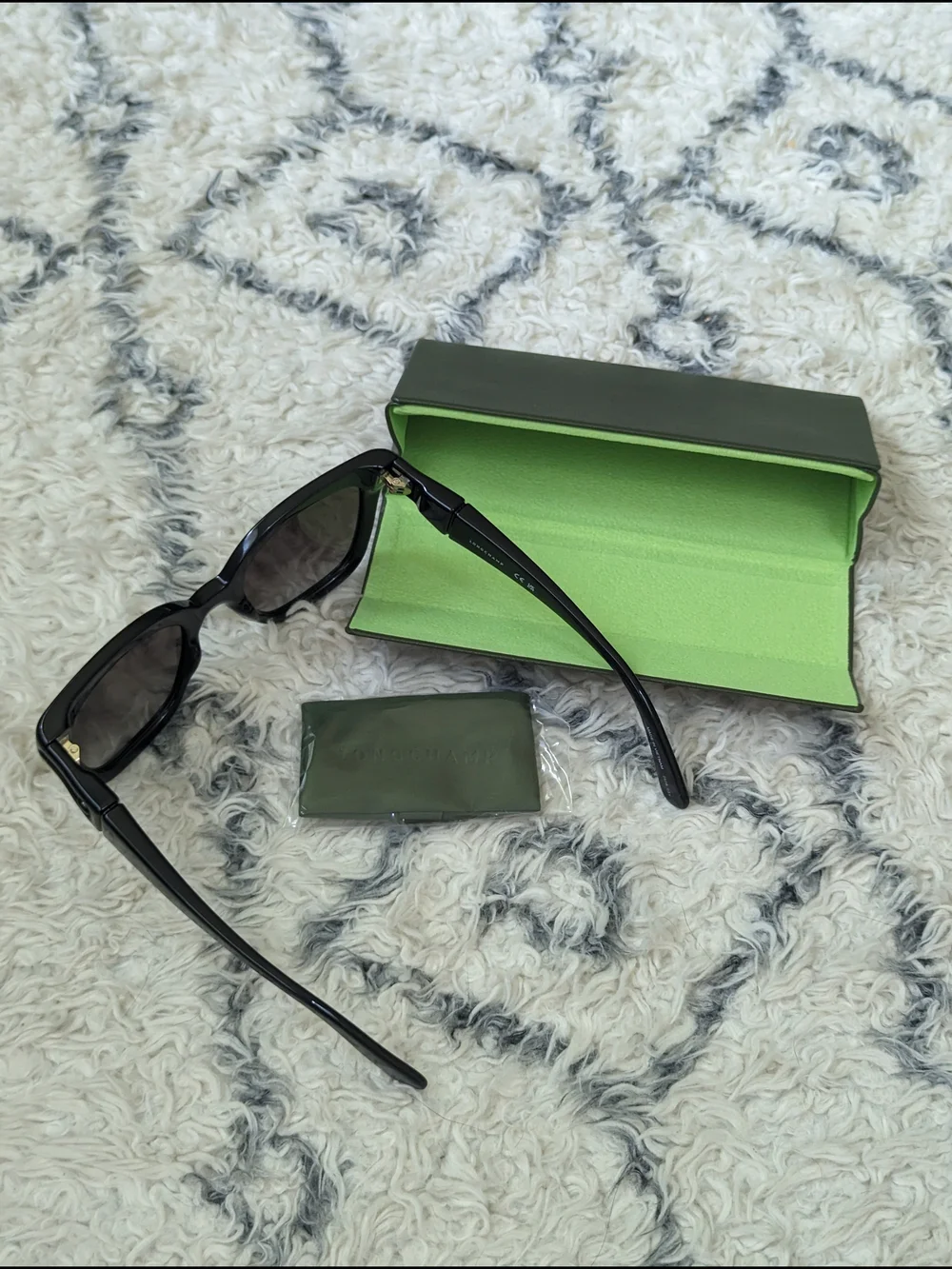 NWOT- Longchamp Black Sunglasses with Protective Case